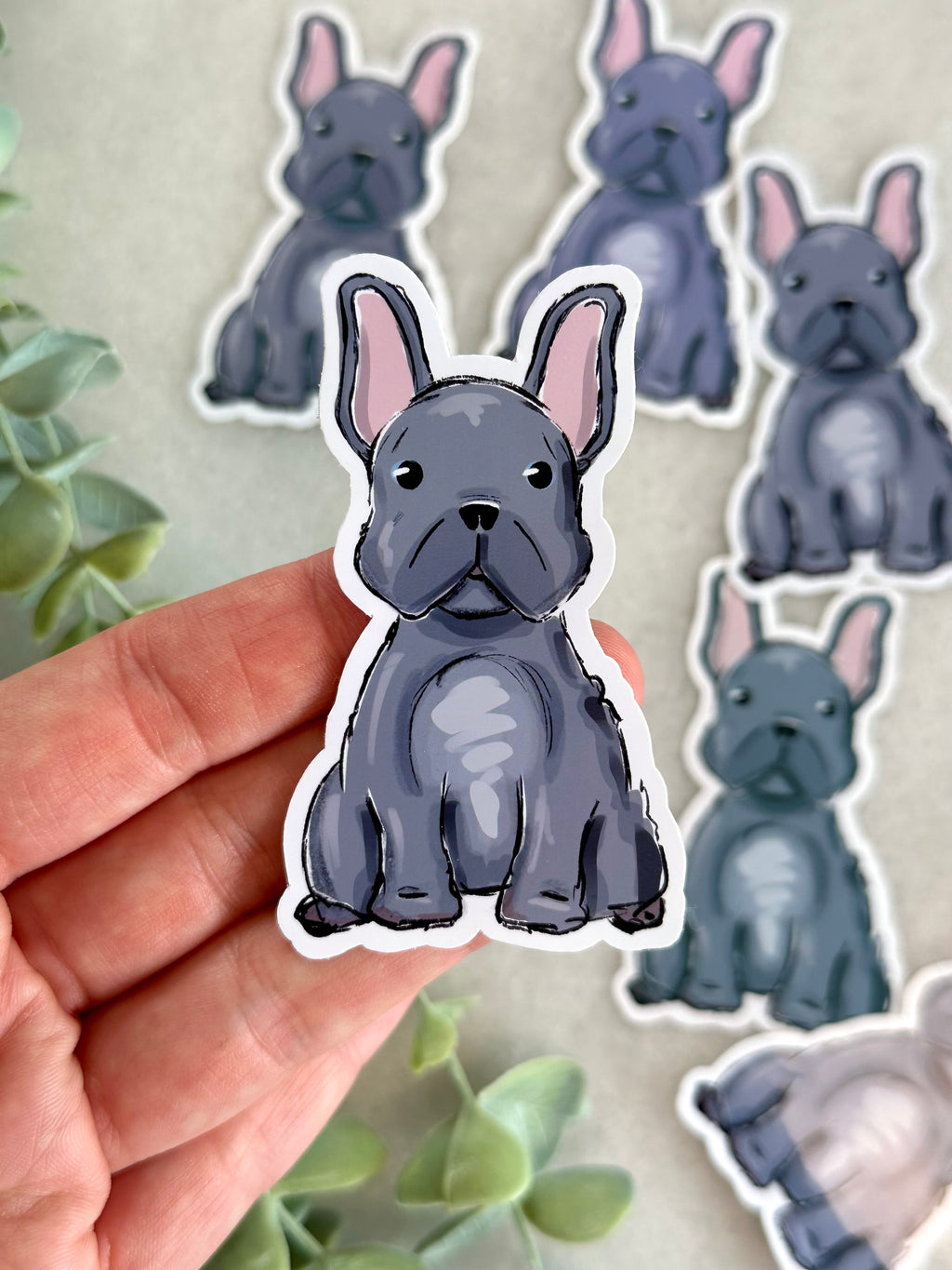 "Grey Frenchie Puppy" Dog Lover Sticker