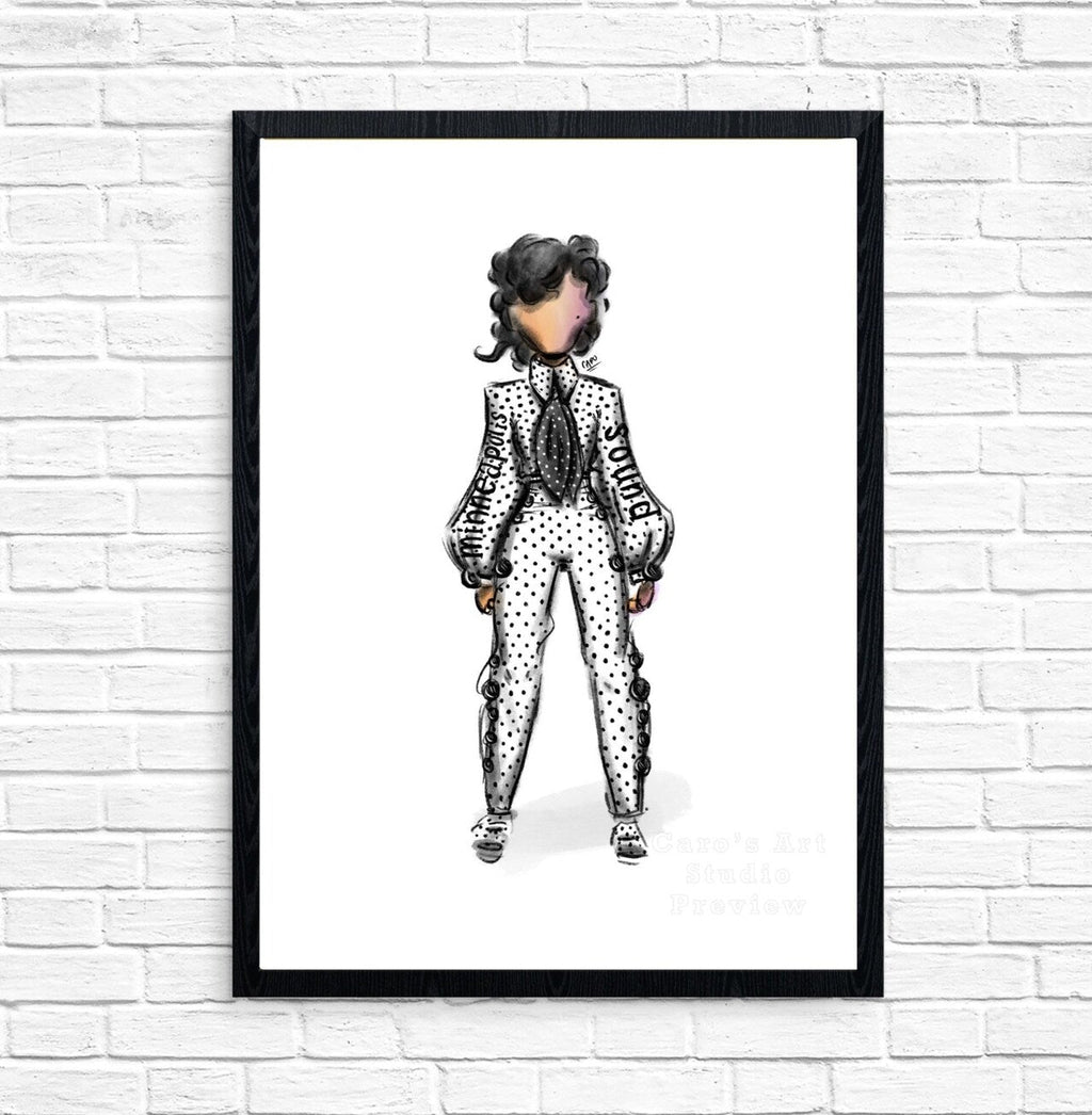 "Polkadot Suit" Prince Inspired Art Print