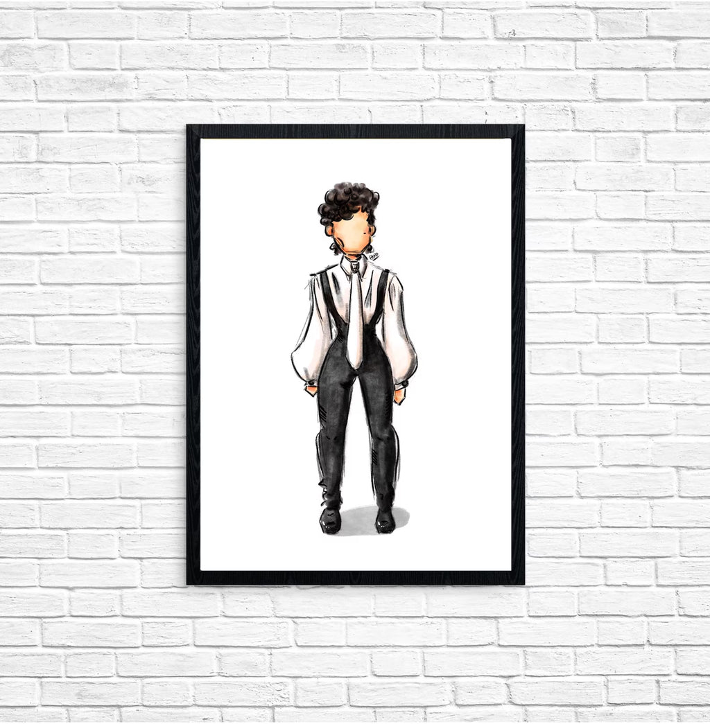 "D&P Damn U Outfit" Prince Inspired Art Print